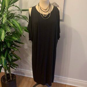 Voglo Short Sleeve Cold Shoulder Tee Shirt Dress